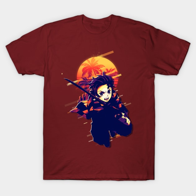 Tanjiro Retro Art Style T-Shirt by SiksisArt